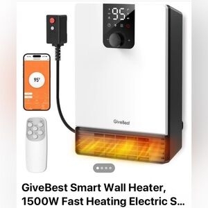White and Black Smart Wall Heater with Remote
